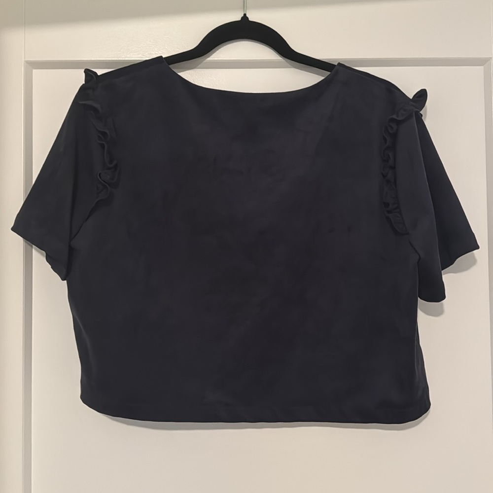 Zara Basic Embellished Suede Feeling Crop Button … - image 3